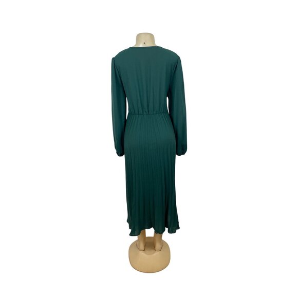 S-Deer Women’s Teal Pleated Maxi Blousson Dress with Long Sleeves Size XXL - Picture 3 of 7